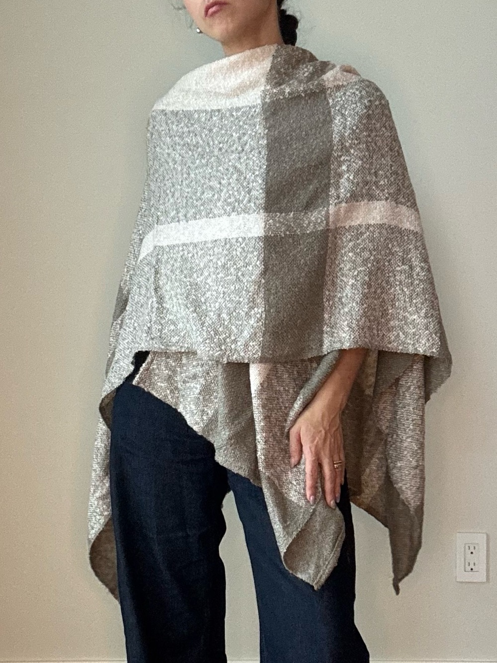 Marc New York Beige & Cream Knit Poncho